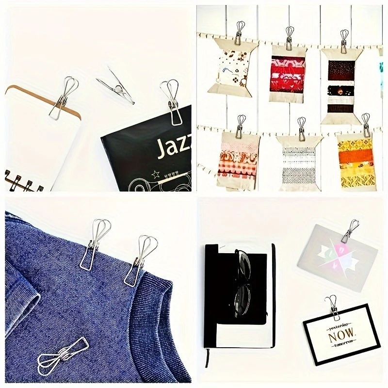 20pcs Stainless Steel Clothes Pins – Heavy-Duty Metal Laundry Clips for Home & Kitchen Use