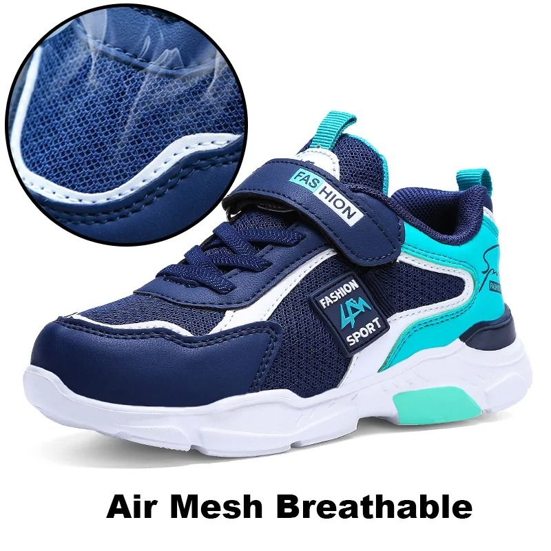 Kids Sneakers Breathable Mesh Running Shoes with Hook and Loop Closure