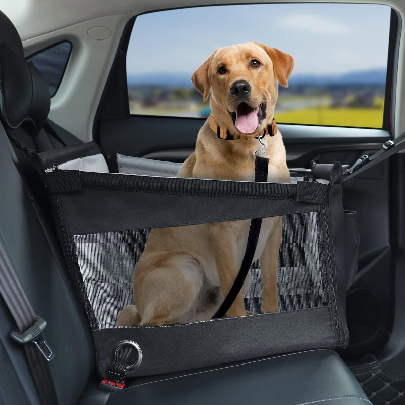 Portable Car Pet Seat, Stable Dog Carrier, Waterproof Design, Safety Mesh Protector for Puppy Travel Outdoor Use