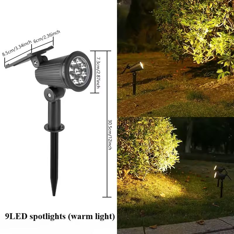 9 LED Outdoor Solar Spot Light – Waterproof Landscape Garden Pathway Lighting