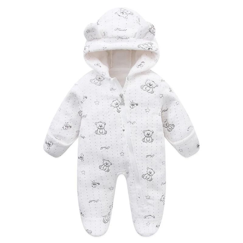 Thickened Fleece Bear Paw Star Jumpsuit