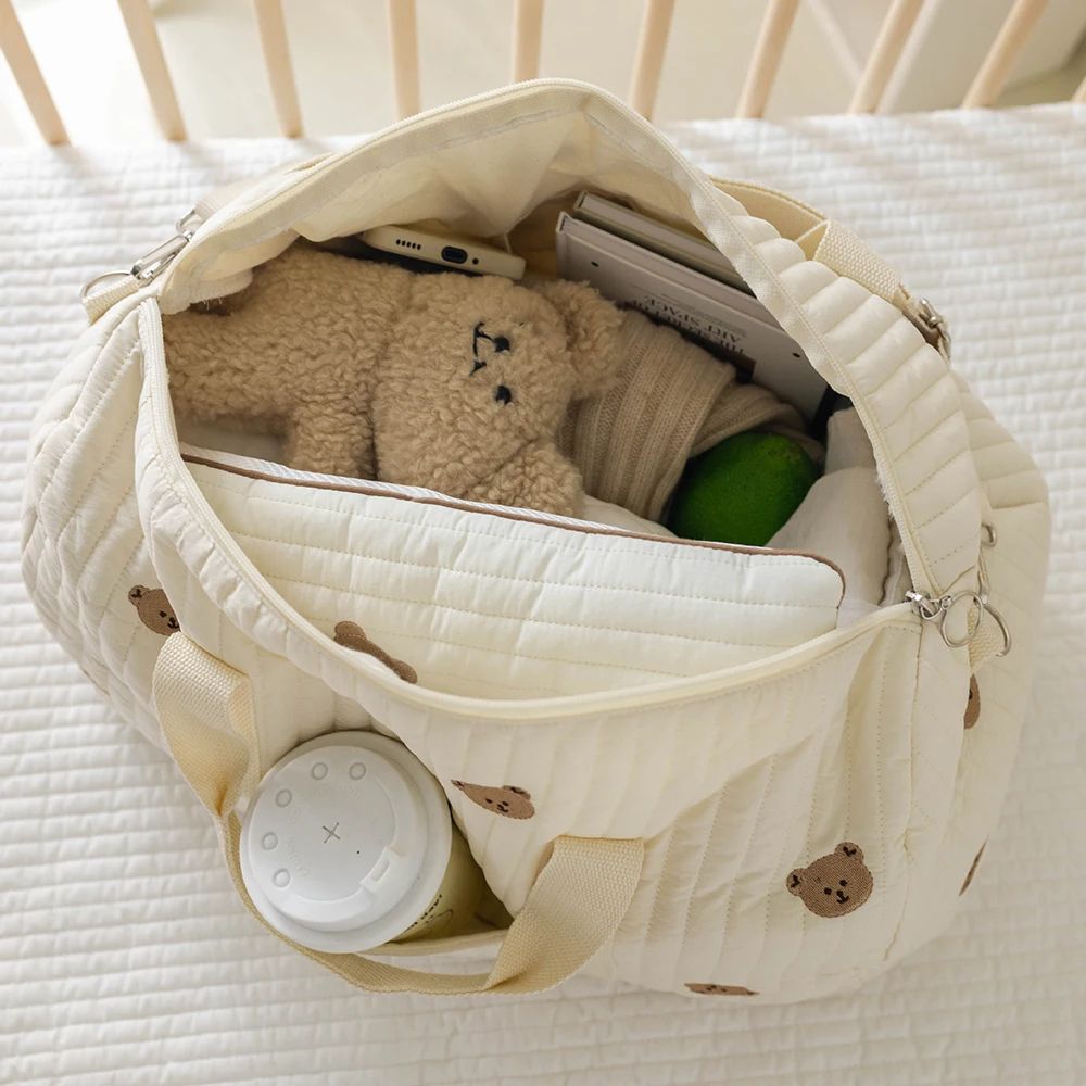 Little Bear Embroidered Handheld and Shoulder Tote Bag