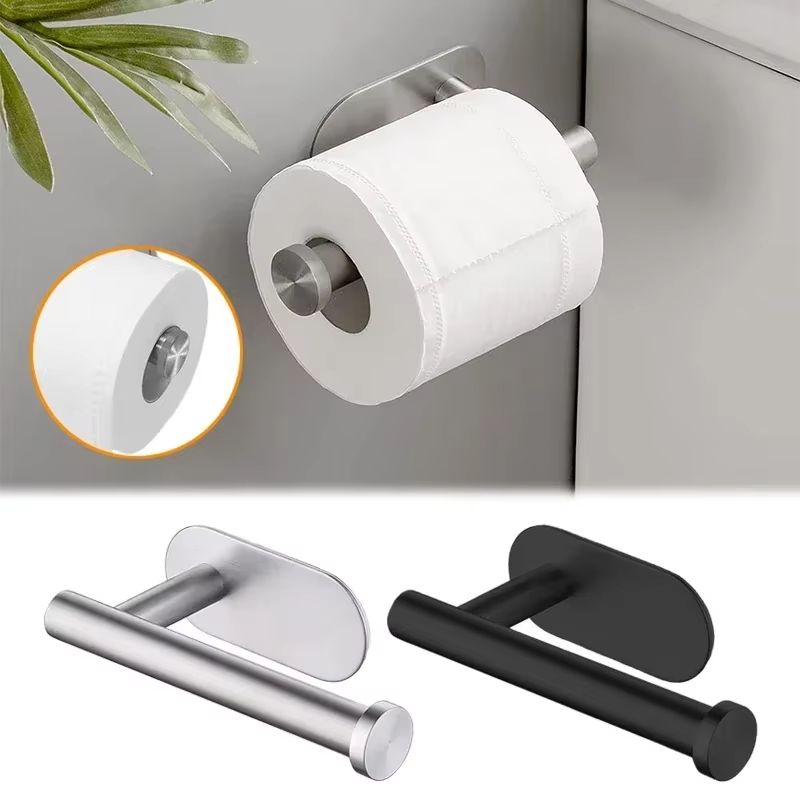 No-Drill Wall Mounted Stainless Steel Towel Rack with Two Color Options for Bathroom and Paper Towels