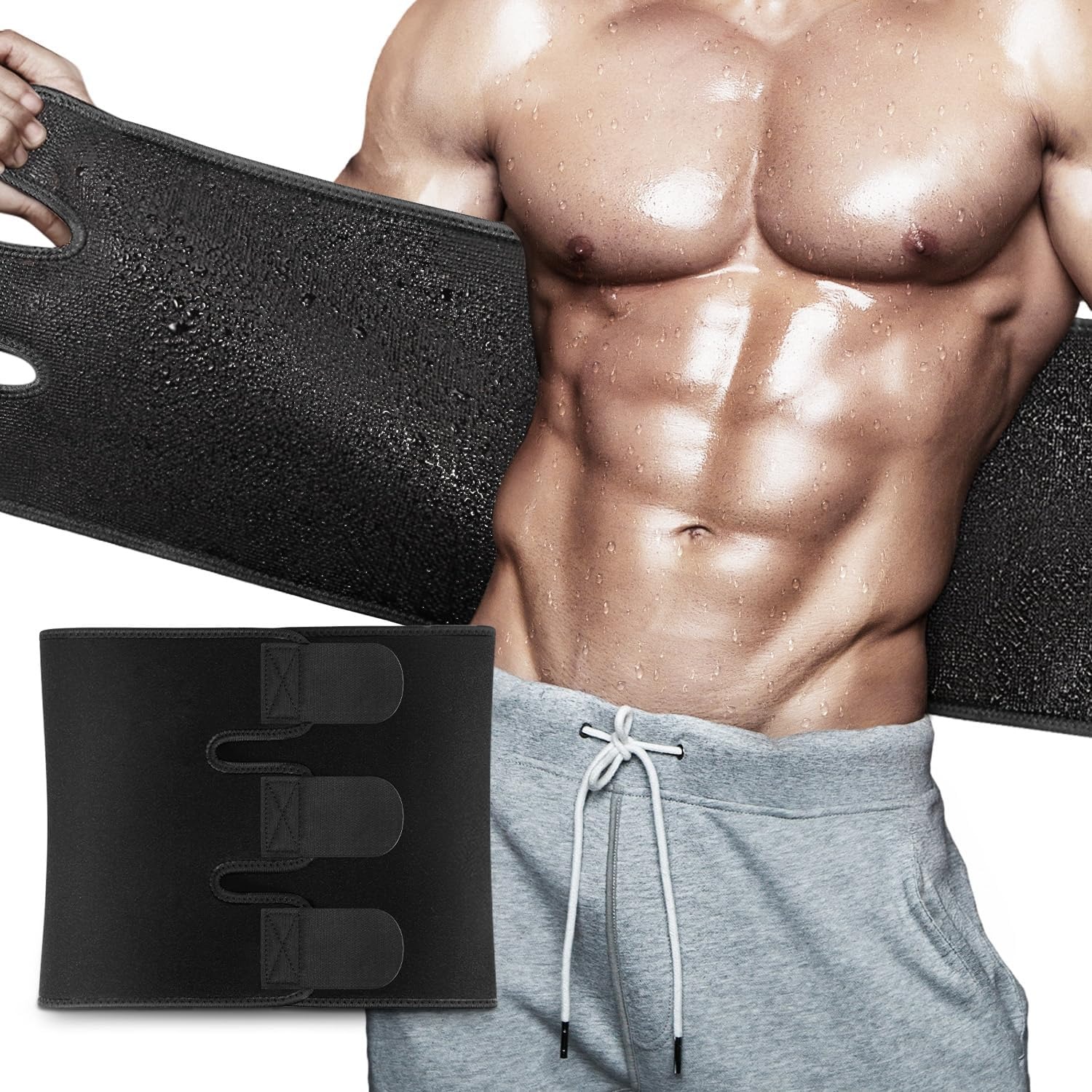 Waist Trimmer Sweat Belt for Men and Women Adjustable Belly Stomach Wrap