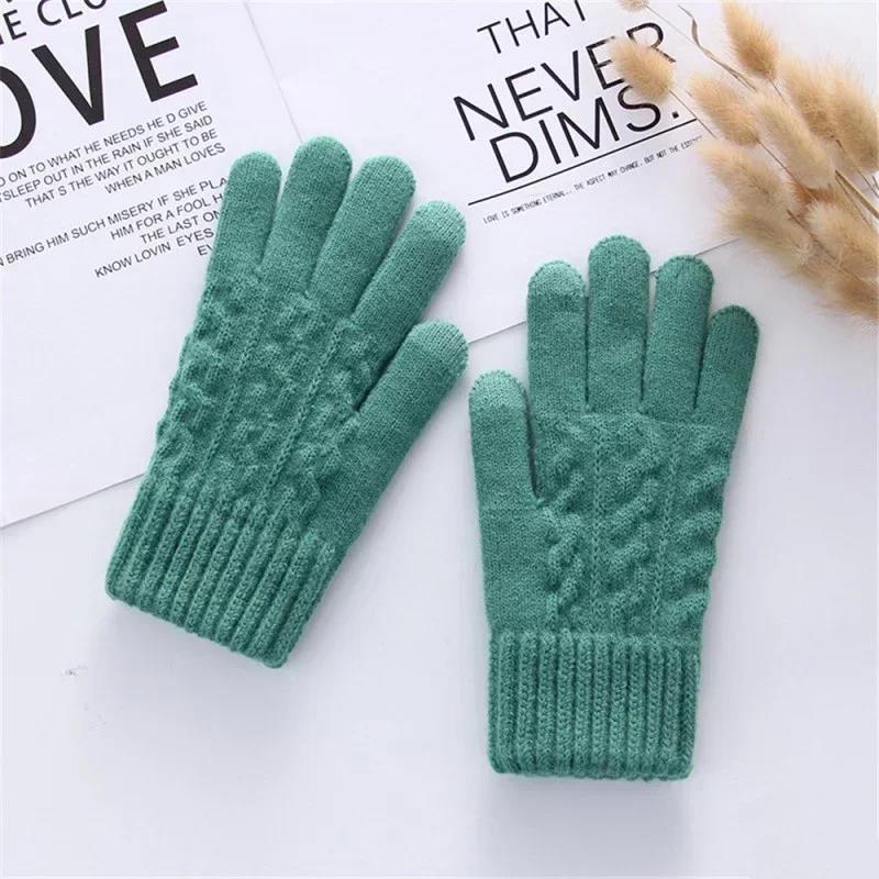 New Mens Warm Full Finger Gloves, Winter Touchscreen Gloves, Plus Fleece Gloves, Wool Knitted Cycling Driving Gloves