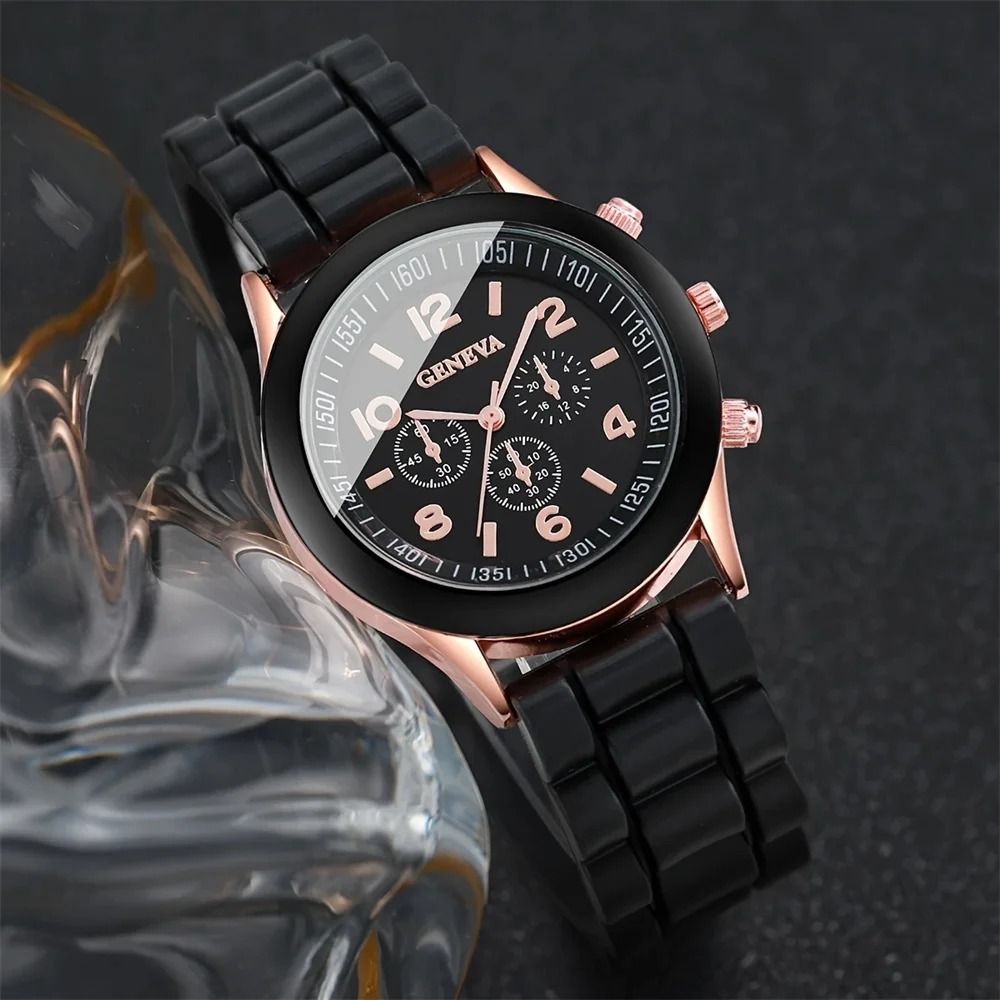 Luxury Couple Watch Set Quartz Matching Watches Silicone Strap Wristwatch Gift Set
