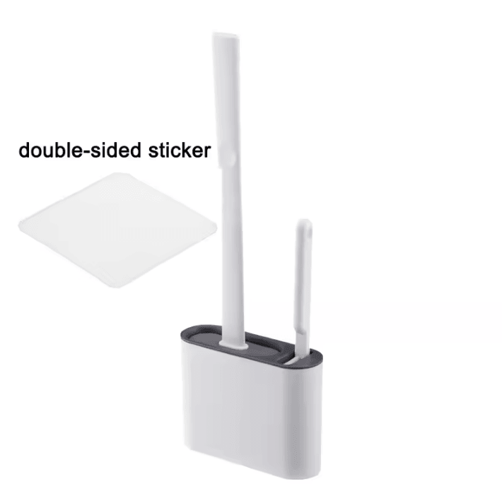 Wall-Mounted Silicone Toilet Brush with Holder – Long Handle Hygienic Bathroom Cleaning Tool