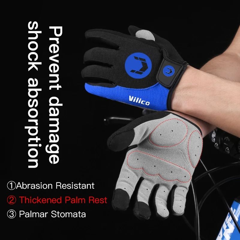 Mens Long Finger Cycling Gloves Touch Screen Non Slip