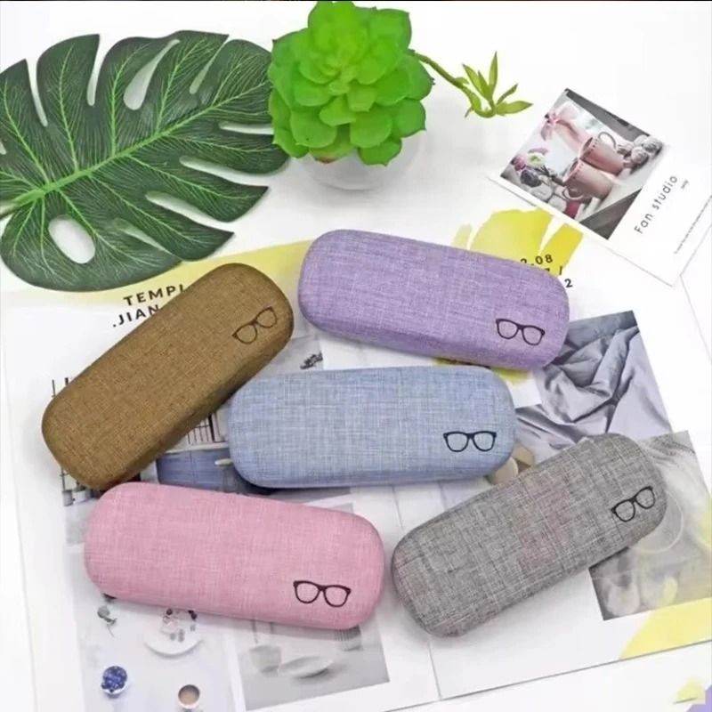 Linen Fabric Hard-Shell Glasses Case – Protective Eyewear Cover for Sunglasses & Spectacles