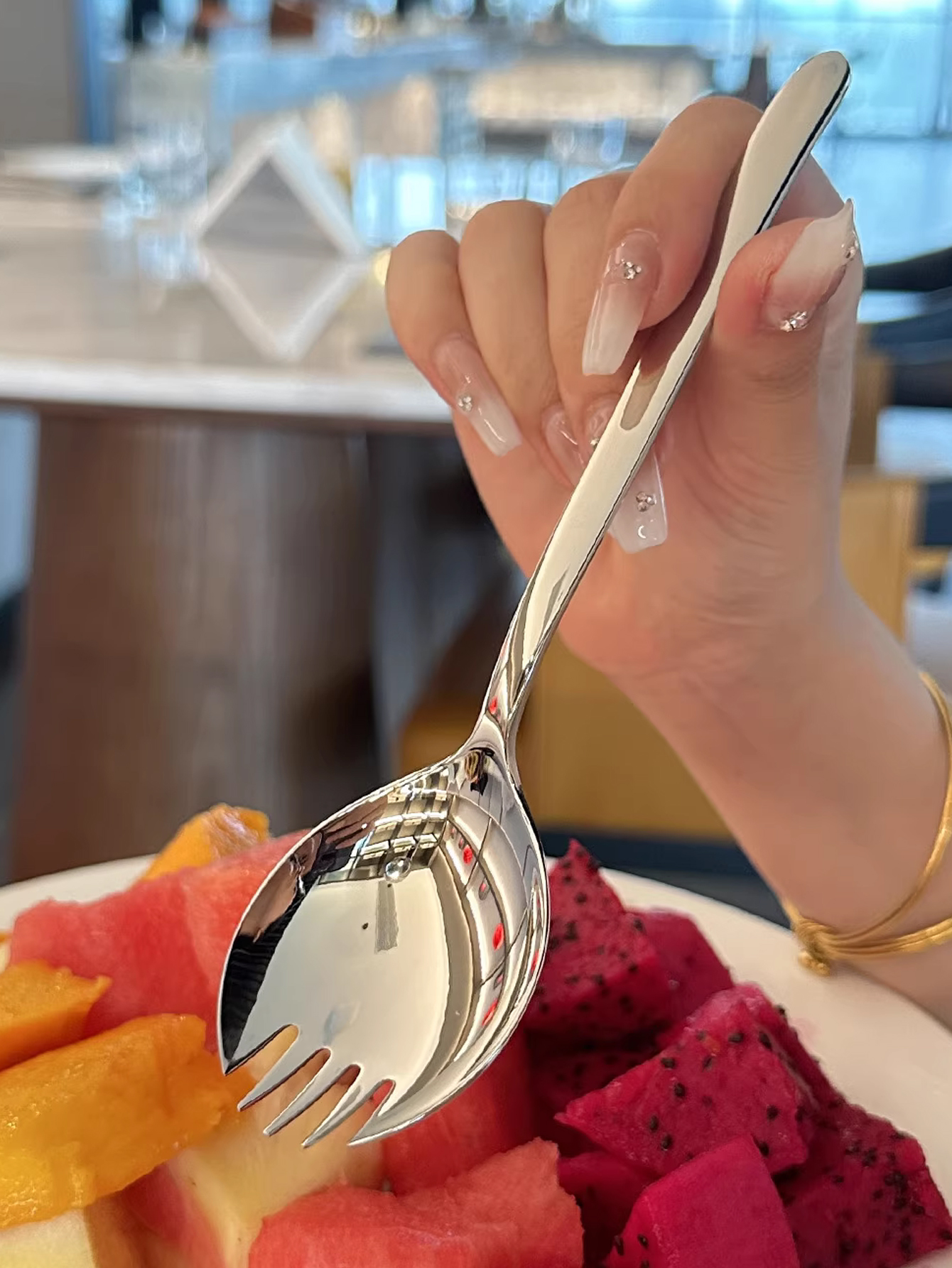 Stainless Steel Salad Forks, Stainless Steel Spork, Reusable Fork for Fruit, Appetizer, and Dessert, Household Use Forks