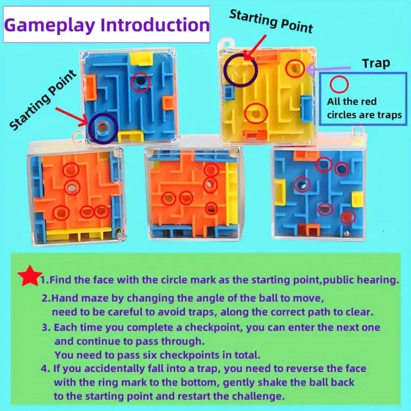 3D Maze Magic Cube Six-sided Transparent Speed Puzzle