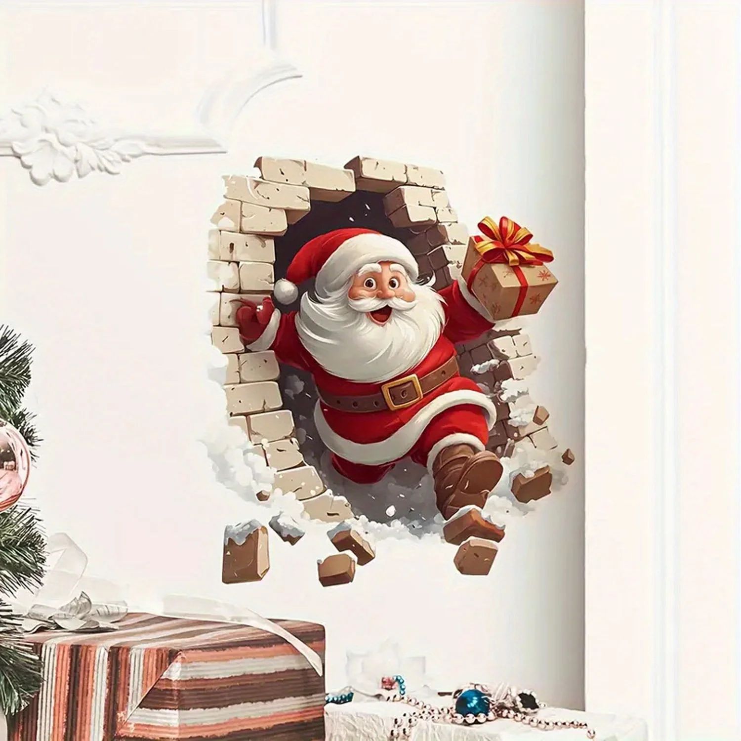 Santa Claus Removable Wall Decal – Easy-to-Install Christmas Sticker for Living Room & Holiday Home Decor
