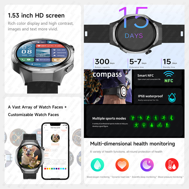 New Watch MAX Smart Watch with HD AMOLED Screen GPS Tracker Waterproof Sports Health Monitoring Bluetooth Call