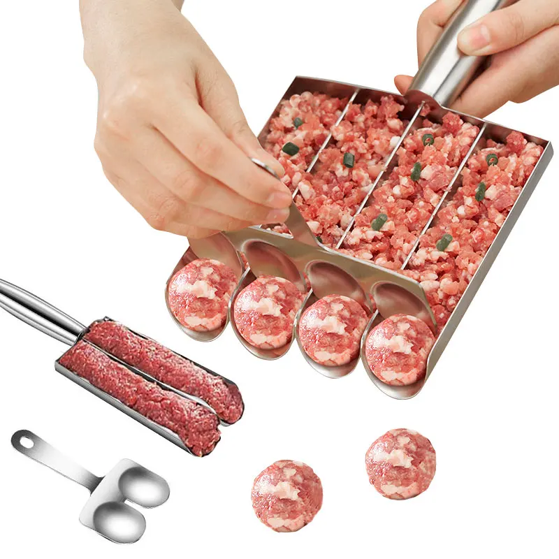 Stainless Steel Meatball Maker Tool with Cutting Spade – Multifunctional Meatball Scoop for Easy Homemade Meatballs
