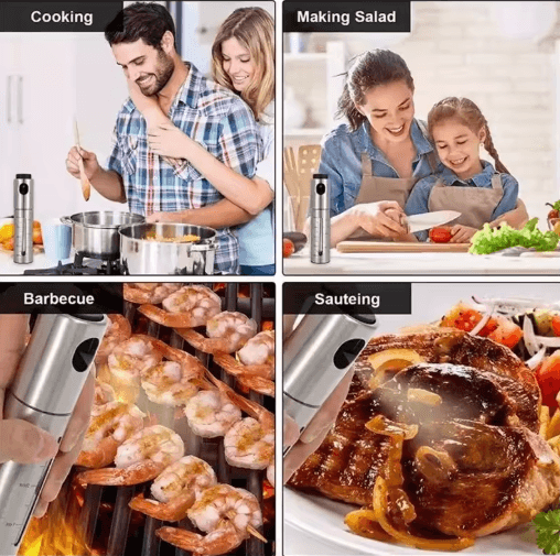 Stainless Steel Olive Oil Spray Bottle Refillable BBQ and Baking Oil Sprayer for Kitchen Use