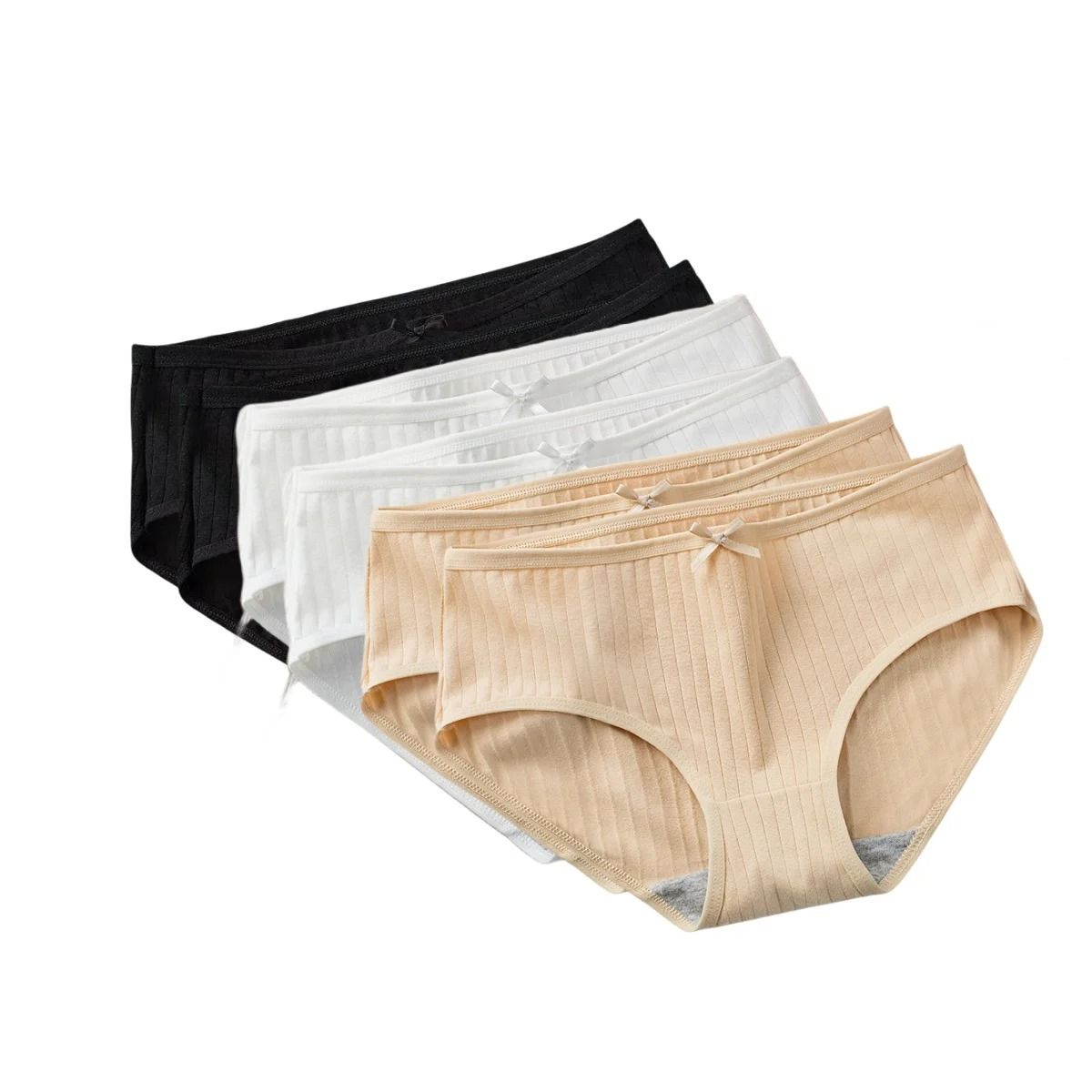 Womens Cotton Breathable Brief Underwear Soft Stretch Everyday Panties Six Piece Set