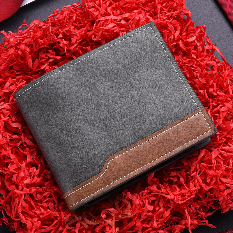 Retro PU Leather Mens Wallet Two Fold Design with Coin Purse and ID Card Holder