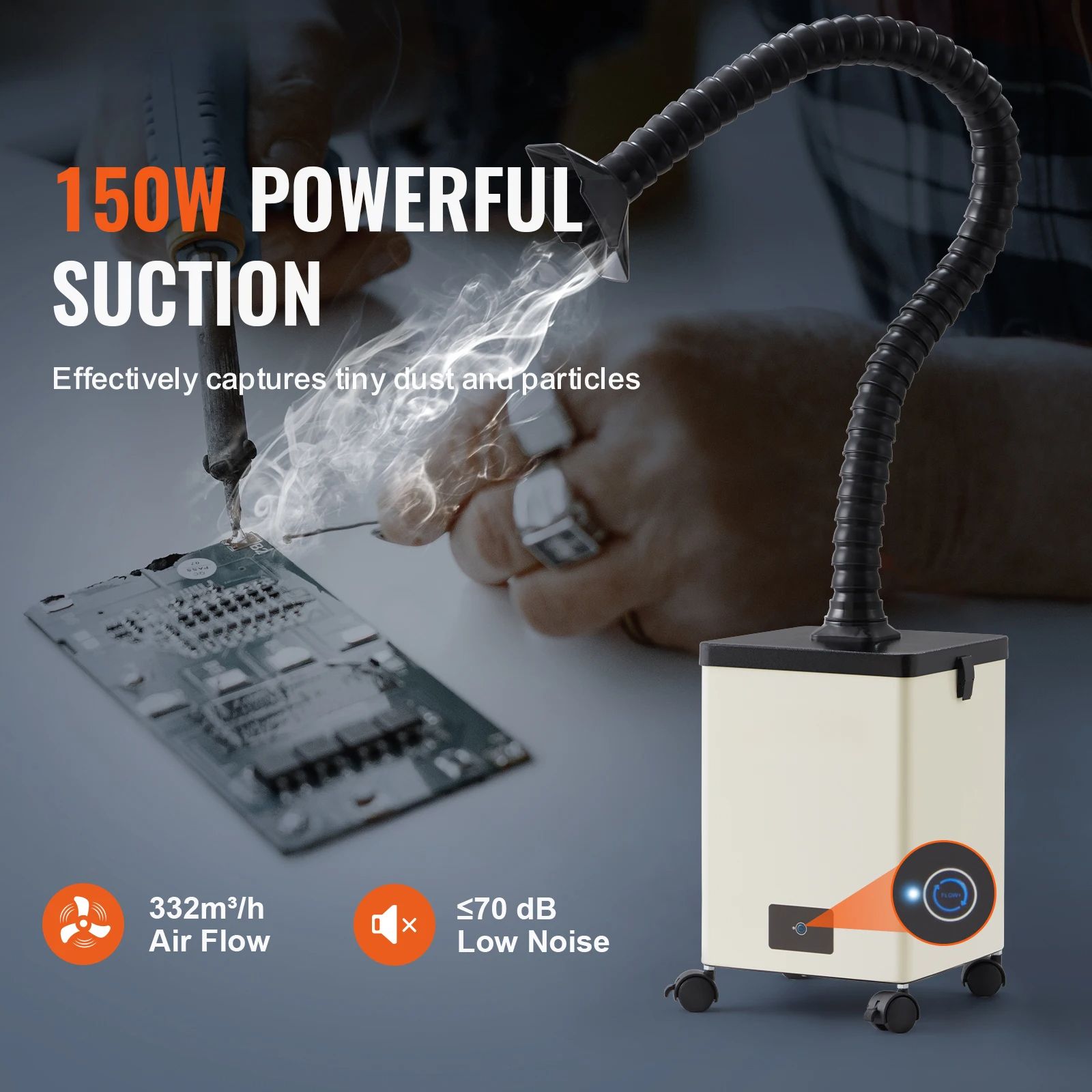 SucceBuy Fume Extractor, Professional Soldering Smoke Extractor with 3-Stage Filters, Strong Suction Purifier, DIY