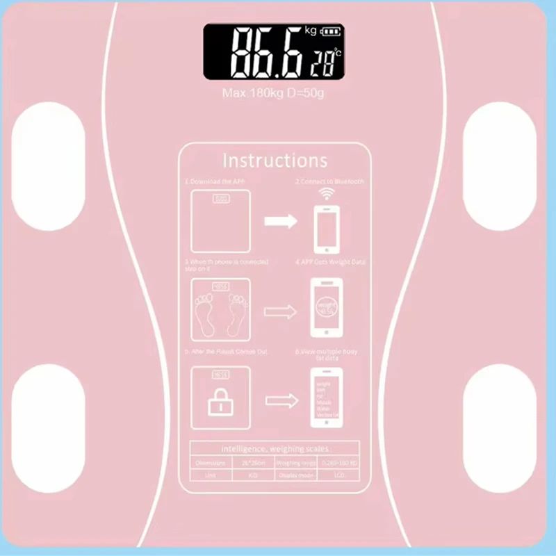 Bluetooth Smart Body Weight Scale Rechargeable Digital Scale
