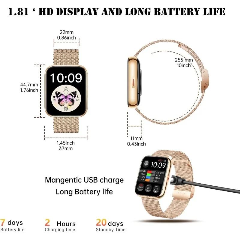1.85 HD Bluetooth Calling AI Voice Smartwatch