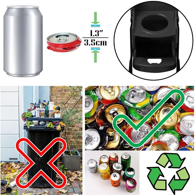 Wall Mounted Soda Beer Smasher, Heavy Duty Metal Can Crusher, Recycling Tool with Bottle Opener