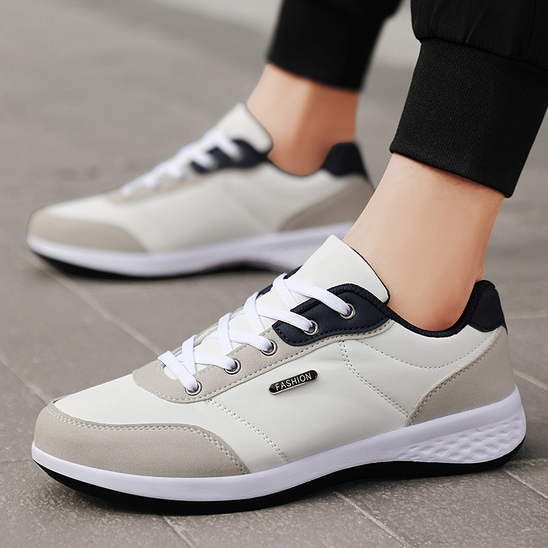 Fashion Men PU Leather Shoes Sneakers, Breathable Casual Shoes, Trend Male Footwear, Non-Slip Leisure Sneakers