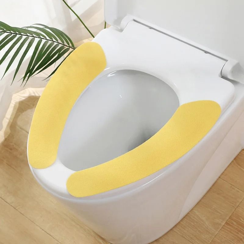 Self-Adhesive Plush Toilet Seat Pads – 1 Pair Washable Sticky Thermal Closestool Mat