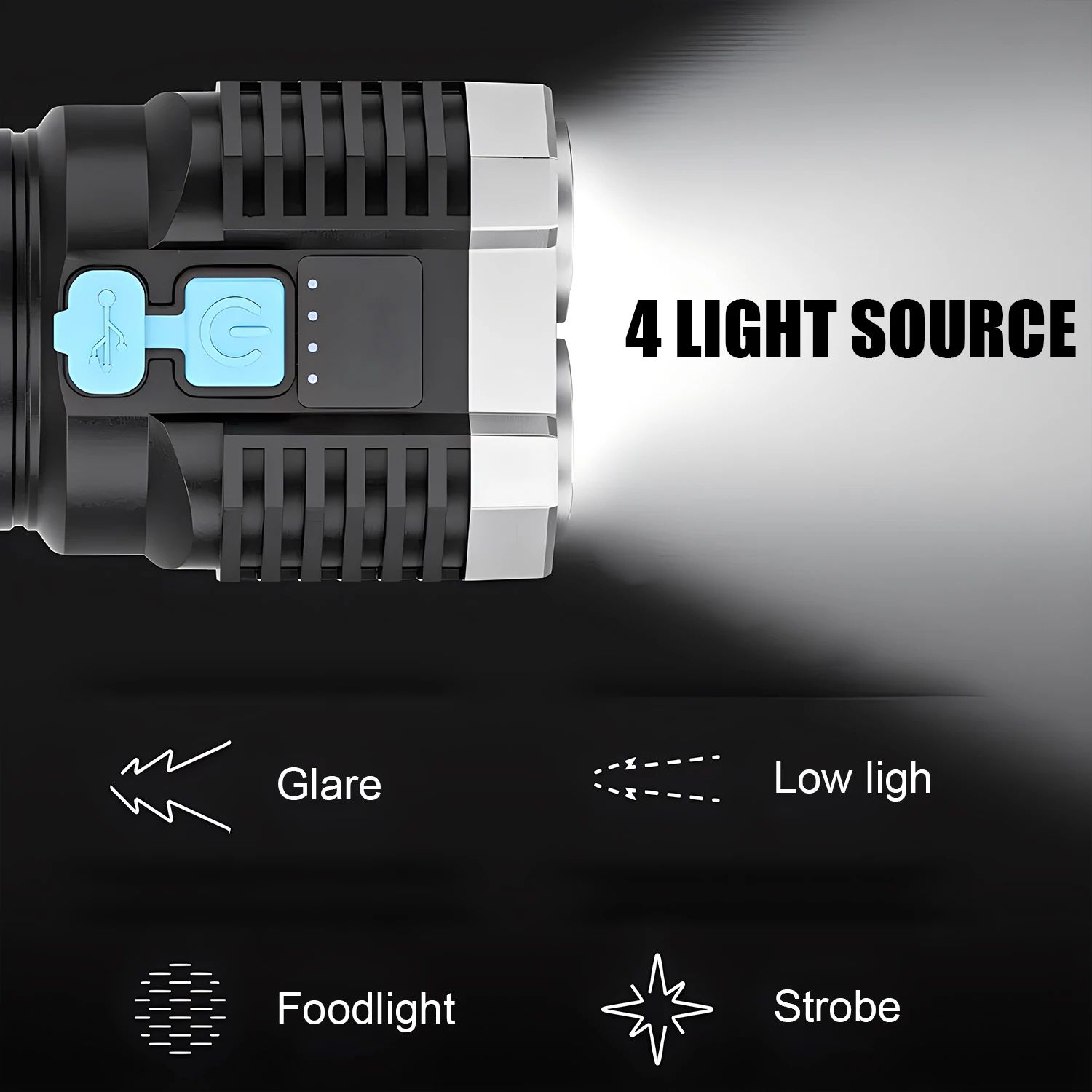 High Power Rechargeable Flashlight, Ultimate Self-Defense Tool with Tactical Features
