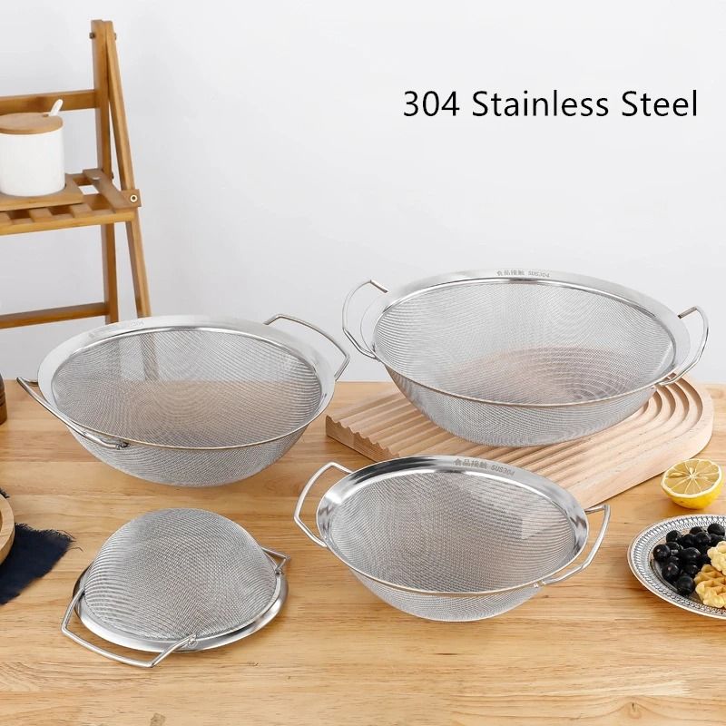 Stainless Steel Mesh Strainer Basket with Double Handles