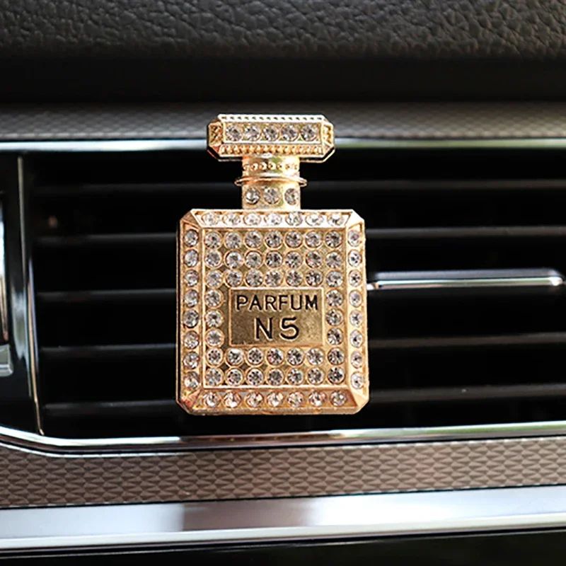 Diamond Crystal Perfume Bottle Vent Clip - Elegant car vent air freshener & Luxe crystal car diffuser