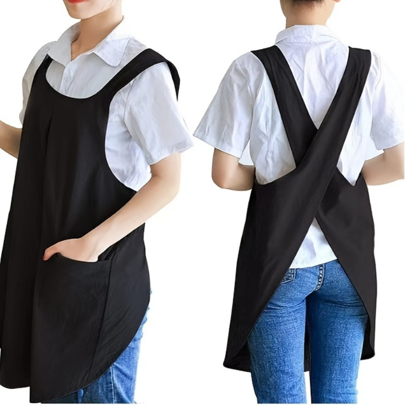 Comfortable Vintage Apron with Pockets, Easy-Clean Adjustable No-Tie Design for Baking Lovers