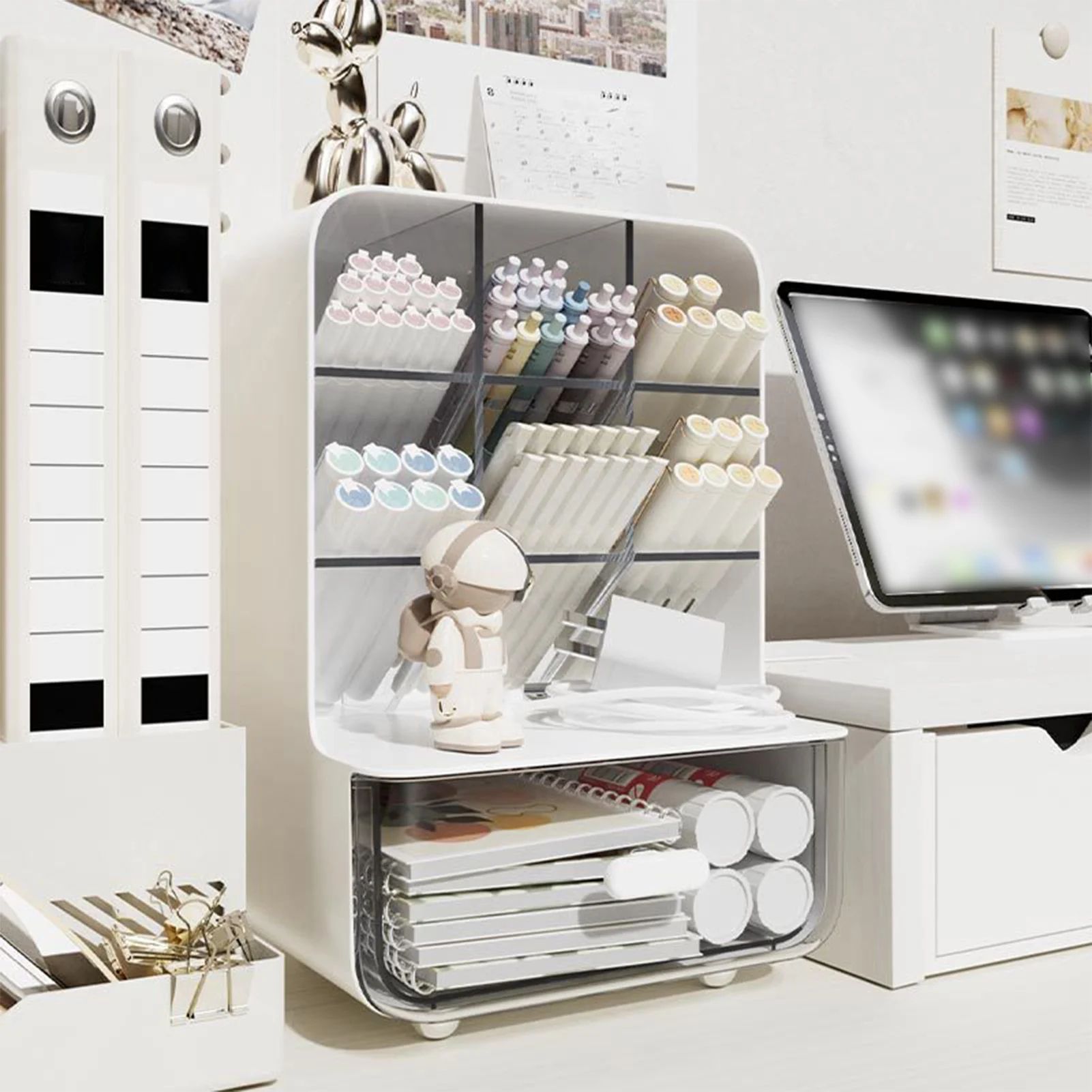 Large Capacity Clear Oblique Pen Holder – Multi-Layer Desk Stationery Storage Organizer