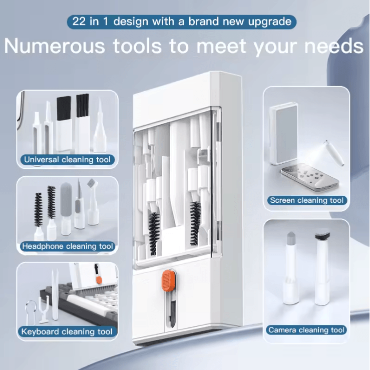 22 in 1 Cleaning Kit for Keyboard Earbuds Phones and Laptop with Keycap Puller and Brush