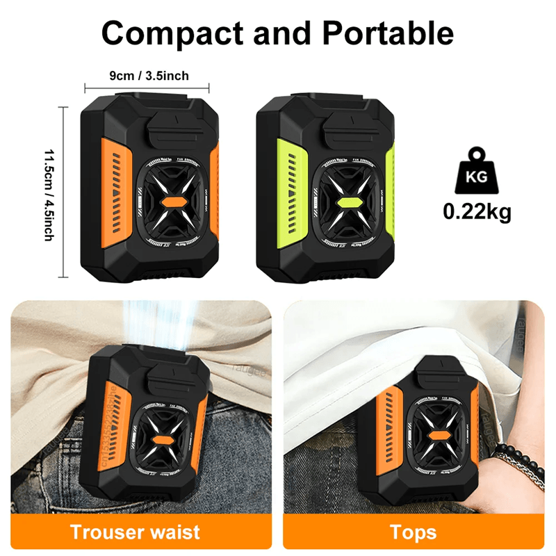 5000mAh Portable Waist Fan Wearable Neck and Belt Cooling Fan