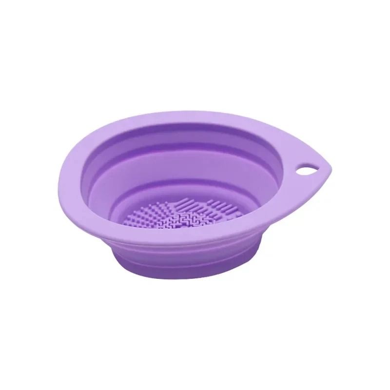 Folding Silicone Makeup Brush & Puff Cleaning Bowl