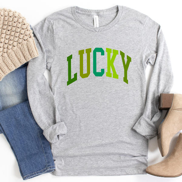 Lucky Shamrock Sweatshirt | Funny St. Patricks Day Irish Clover Crewneck Womens Casual Holiday Pullover