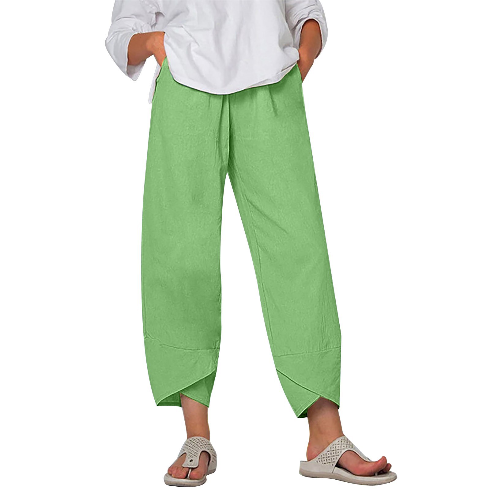 Elegant Autumn Joggers, Street Wear Women Clothes, Cotton Linen Sweatpants, Casual Women Pants