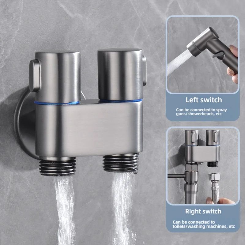Wall Mounted Bidet Sprayer Set with Adjustable Pressure and Dual Outlet