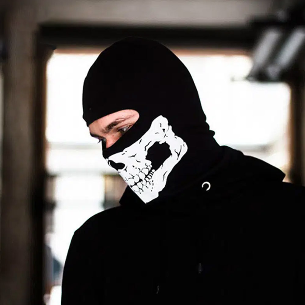 Halloween Skull Print Balaclava Cosplay Costume Ghost Full Face Bike Face Mask Outdoor Motorcycle Riding Men Hat