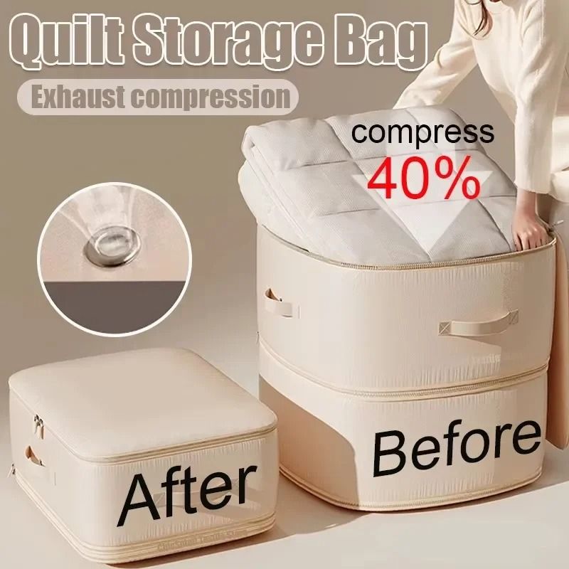Ultra Space-Saving Self-Compression Duvet Organizer – Large Capacity Closet & Cabinet Storage Bag