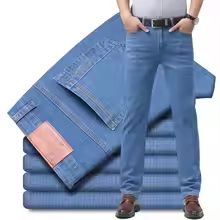 Summer Thin Elastic Waist Cotton Straight Casual Men's Pants