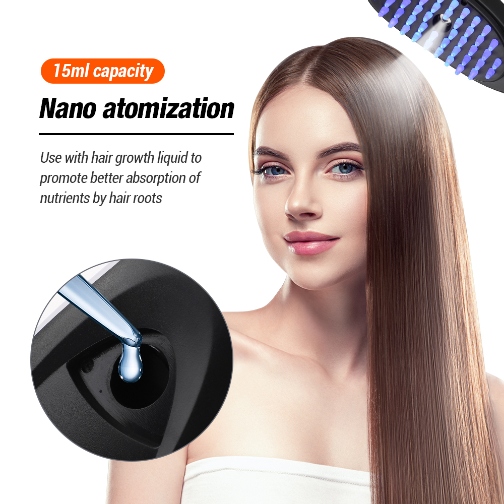 Vibration Head Massager Brush LED Anti Hair Loss, Electric Spray Massage Comb Hair Growth, Scalp Liquid Medicine