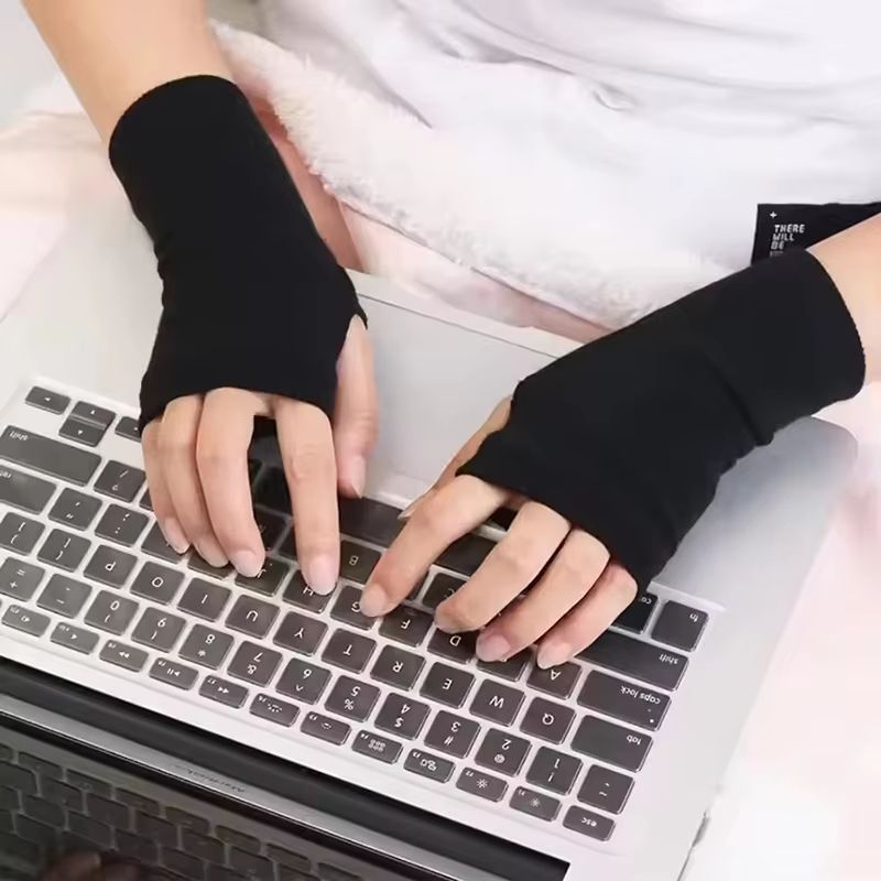 Women's Warm Half Finger Velvet Winter Gloves – Autumn and Winter Open Finger Hand Warmers
