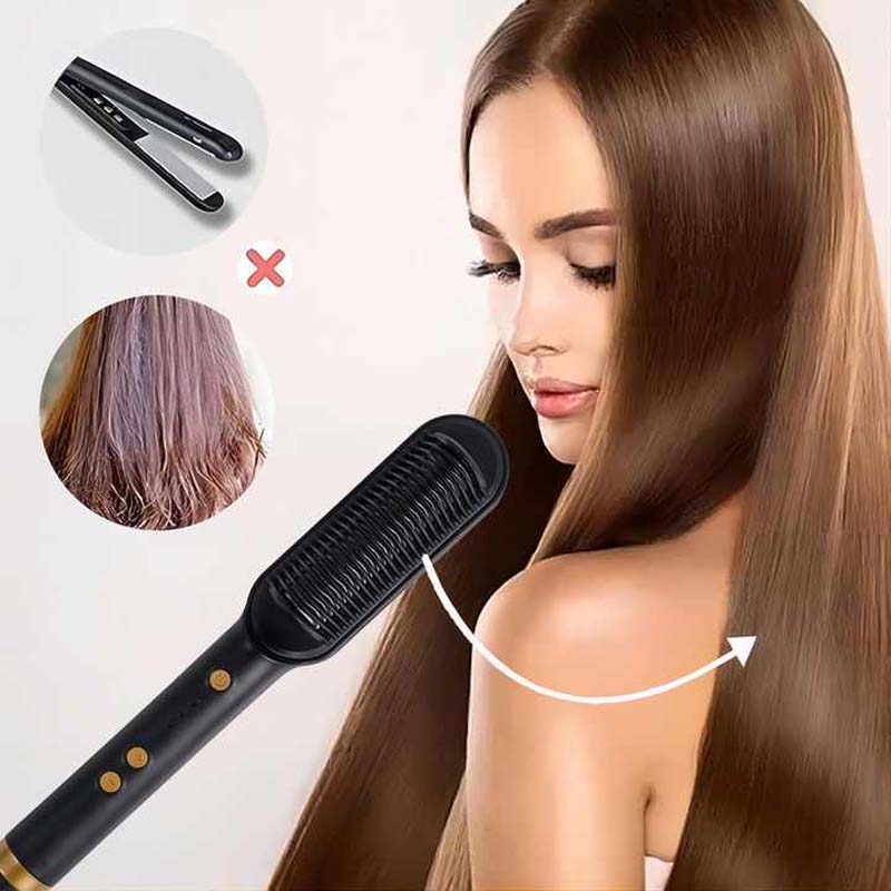 Electric Hair Straightener Brush, Professional Fast Heating Ceramic Hair Straightener