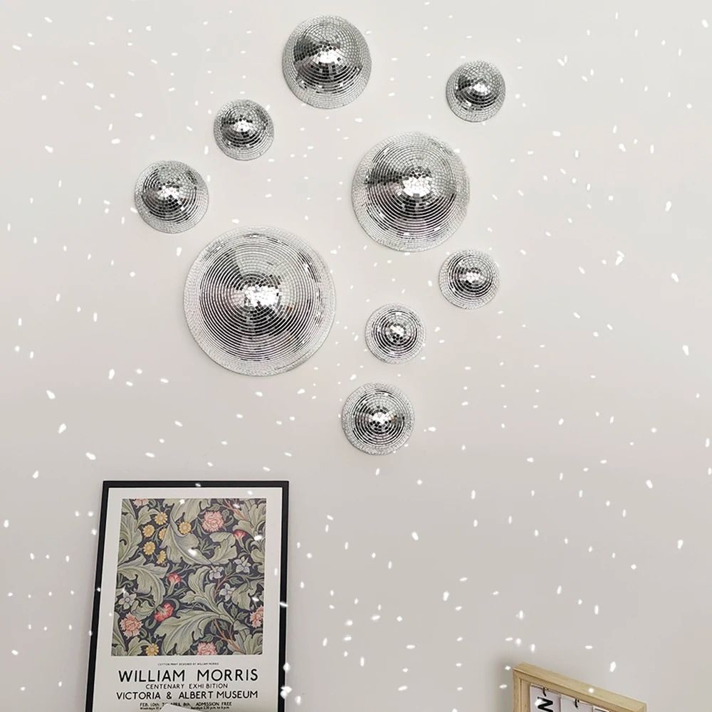 Semicircle Wall Disco Ball | Mirrored Metallic Home Decor & Wedding Wall Art