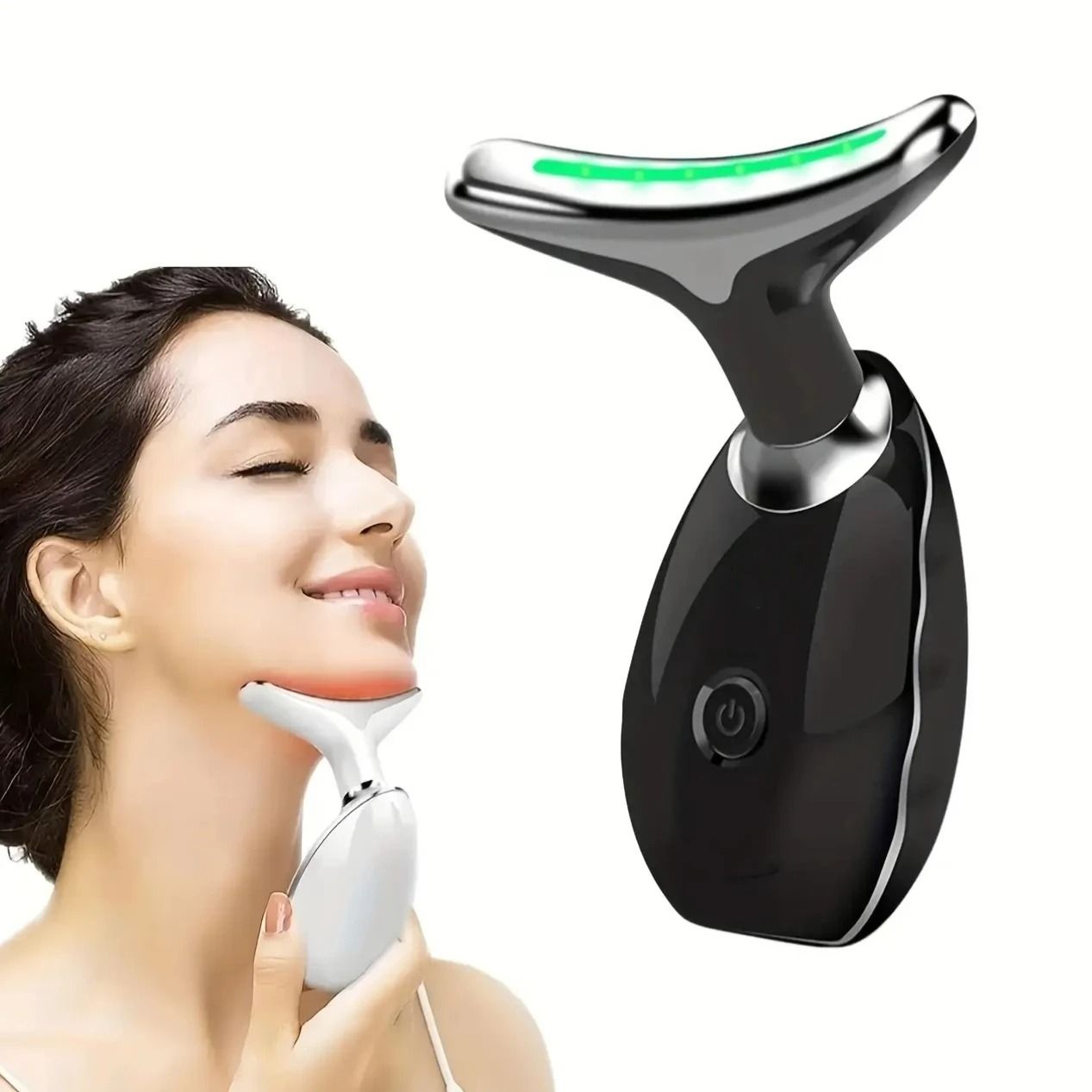 7 LED Color Neck and Face Massager Portable Beauty Device with Vibration and USB Charging