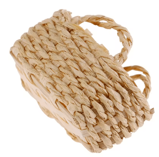 Mini Rattan Dollhouse Food Basket 1/12 Scale Handwoven Kitchen Accessory