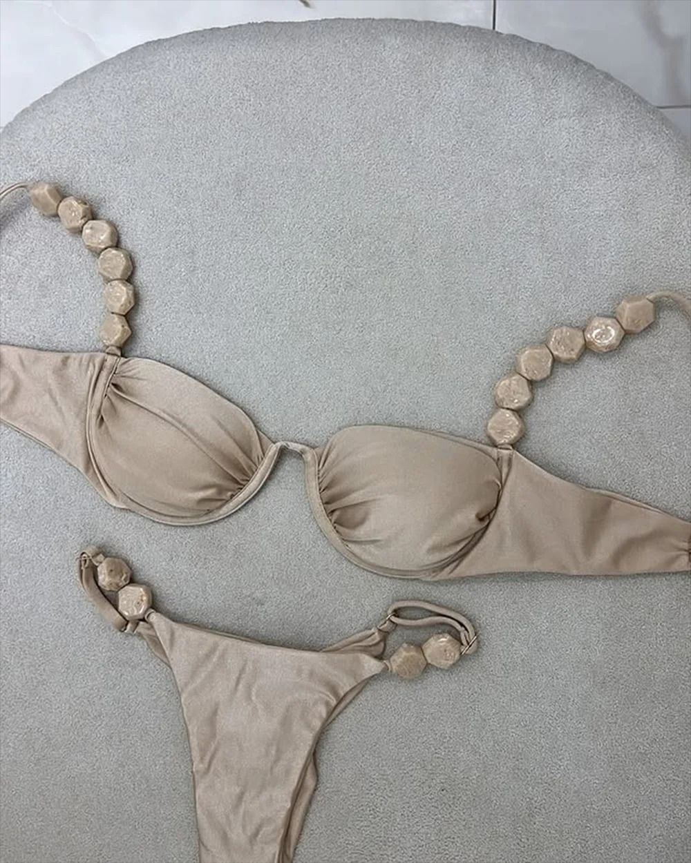 Golden Print High-Waist Bikini Set – Push-Up Luxury Swimwear