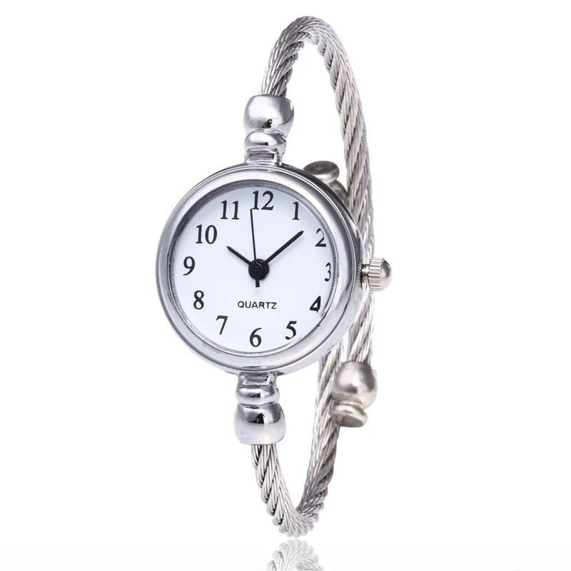 Stainless Steel Ladies Quartz Wristwatch, Women Simple Small Bracelet Watch, Retro Fashion Casual Design