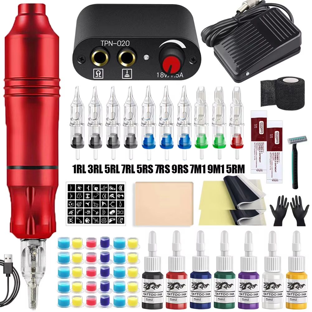 Professional Rotary Tattoo Machine Kit – Complete Tattoo Pen Set with Power Supply & Needles
